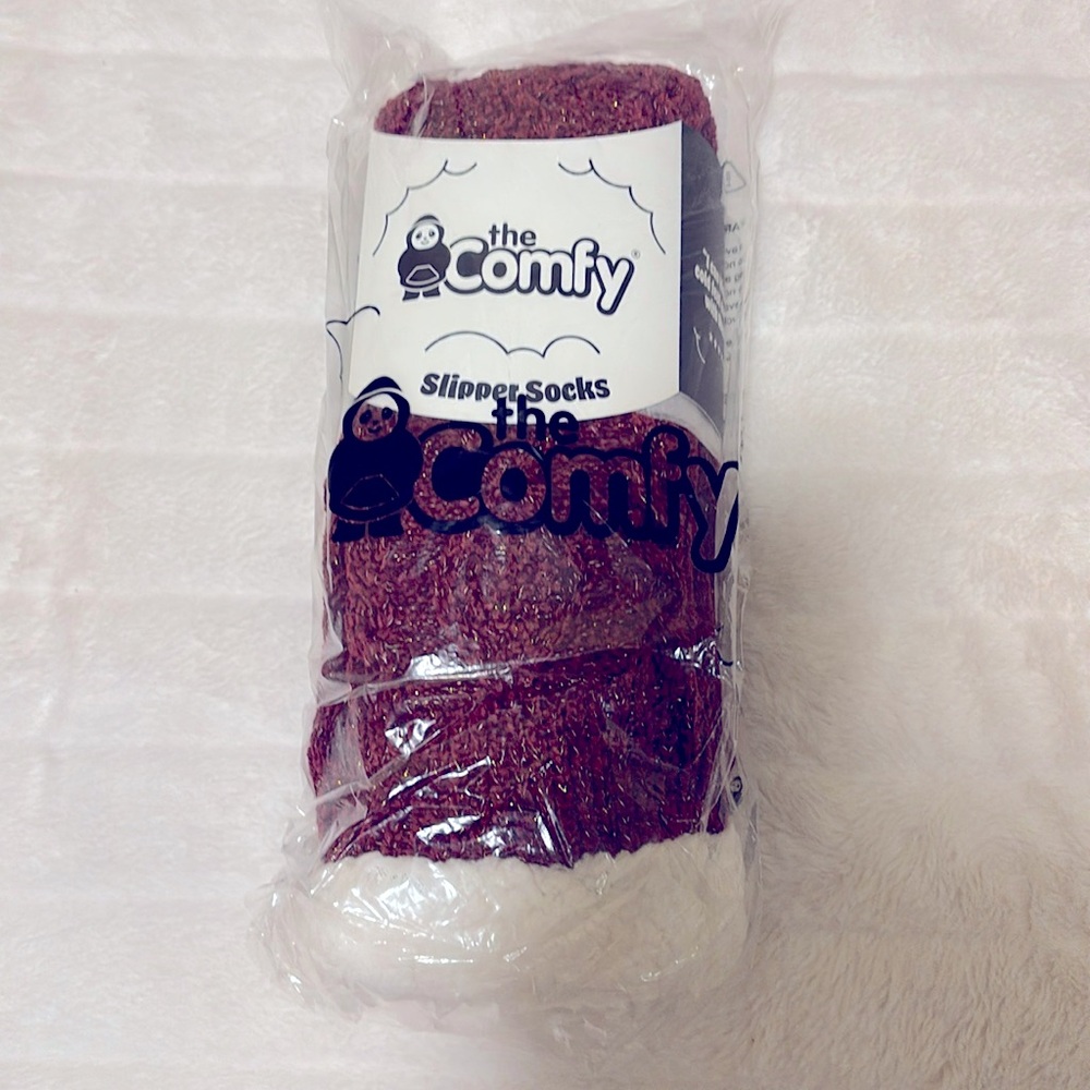 The Comfy crimson sparkle fleece lined slipper socks